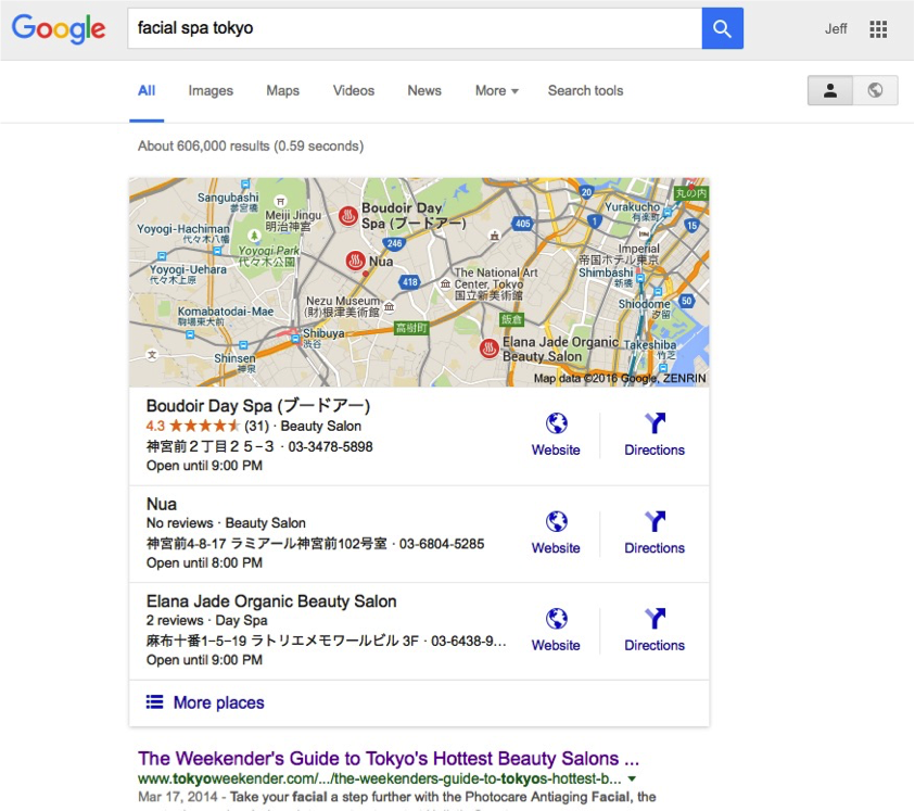 An Local SEO Search on Google