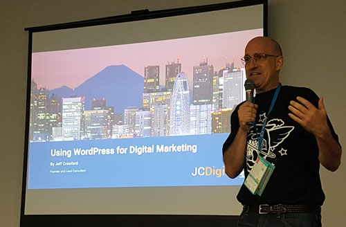 Jeff Crawford presents using WordPress for Digital Marketing and Landing Pages at Word Camp Tokyo 2017.